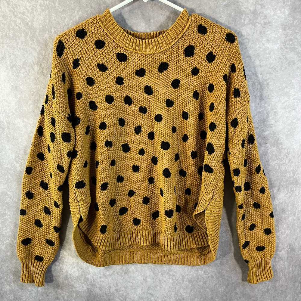 Madewell Painted Spots Pullover Sweater Size XXS 100% Cotton Knit Long Sleeve
